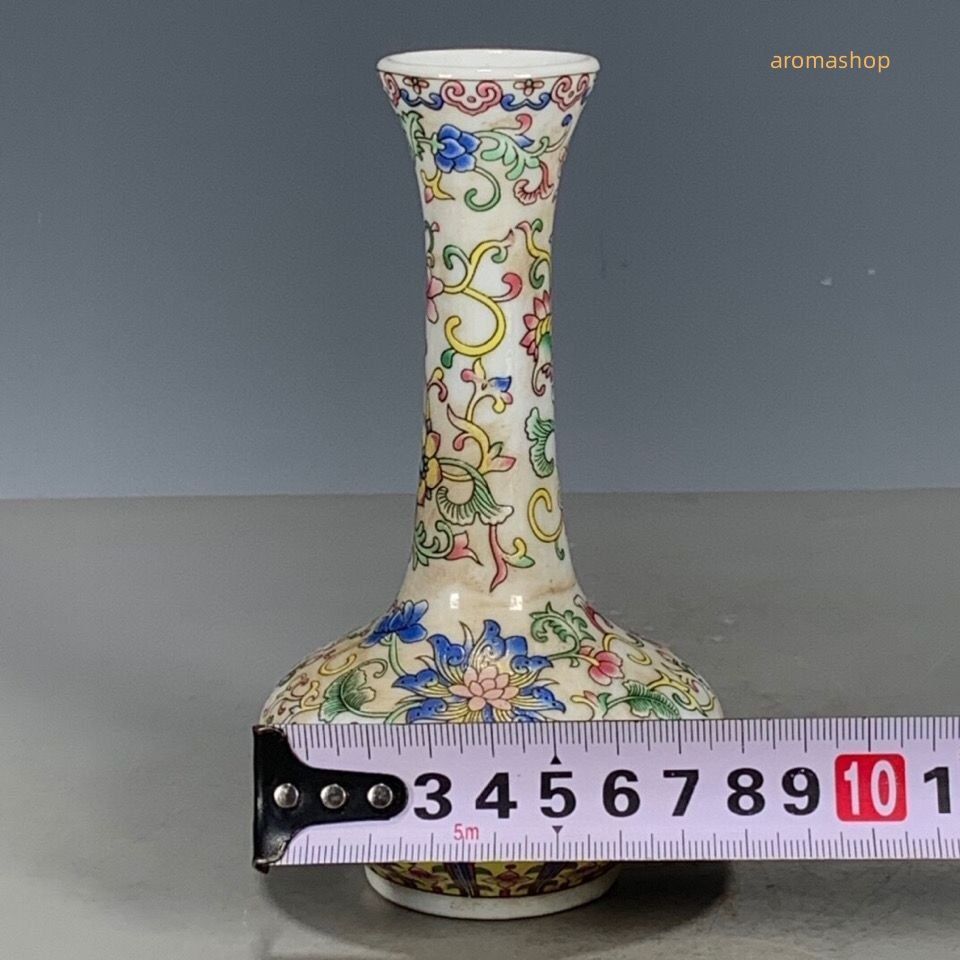 官窯焼き 粉彩描金 粉彩絡枝花卉小賞瓶 花瓶 磁器 景徳鎮 置物