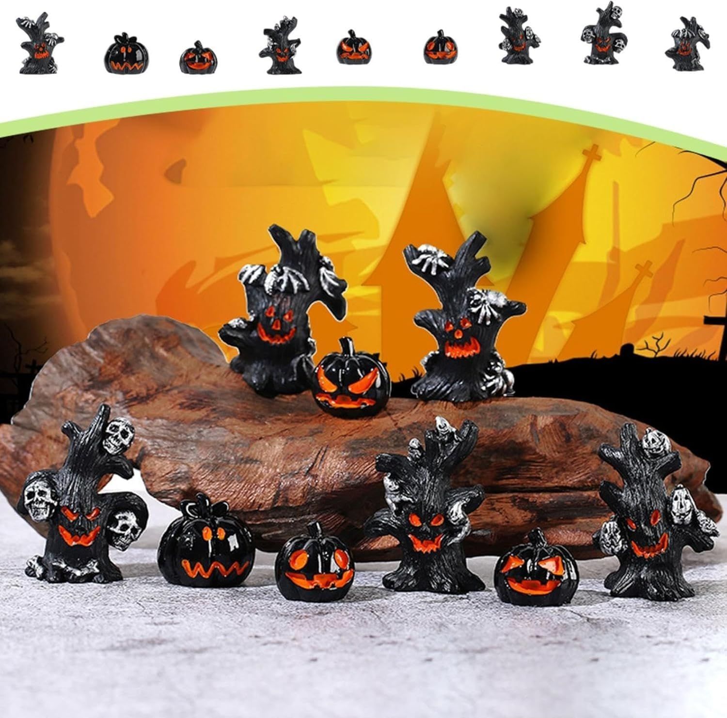 まもなく終了 ミニ装飾 ハロウィン ハロウィン パーティー フィギュア カボチャ オーナメント チュアツリー 不気味 クラフト飾り 9点セット ミニチュア置物 写真撮影用 koundeneko