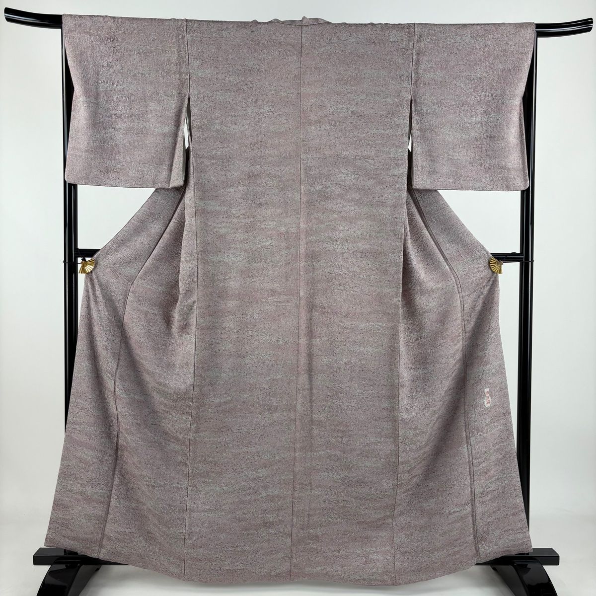 小紋 身丈161cm 裄丈66cm M 袷 幾何学 陶彩染 薄紫 正絹 秀品