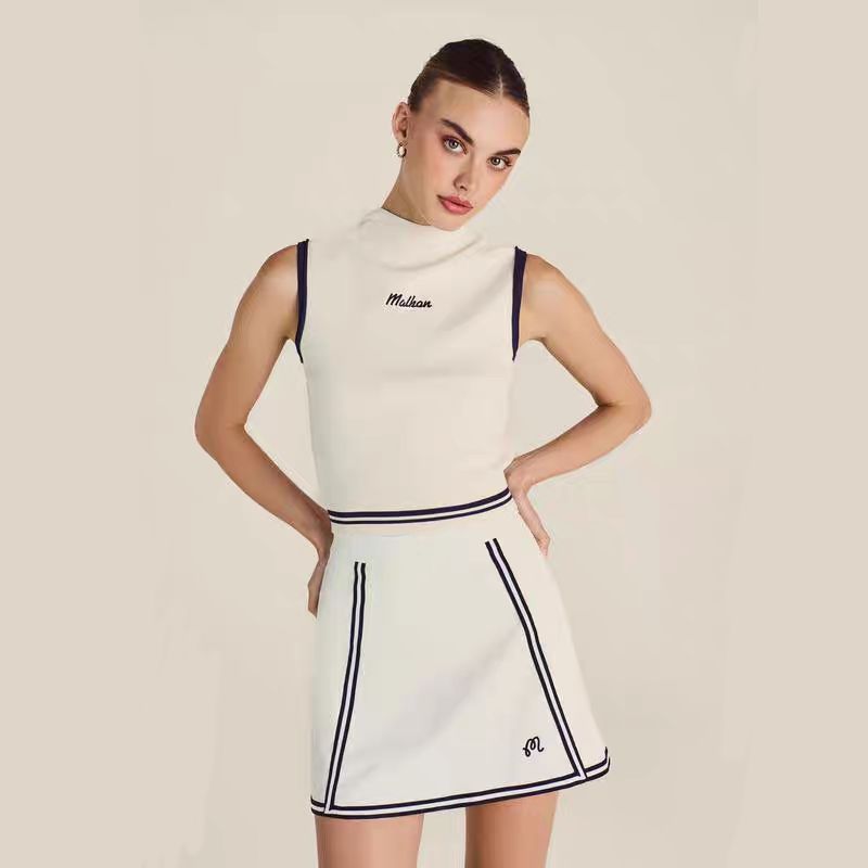 MALBON ゴルフウェア スーツ レディース ニット ベスト+ショート