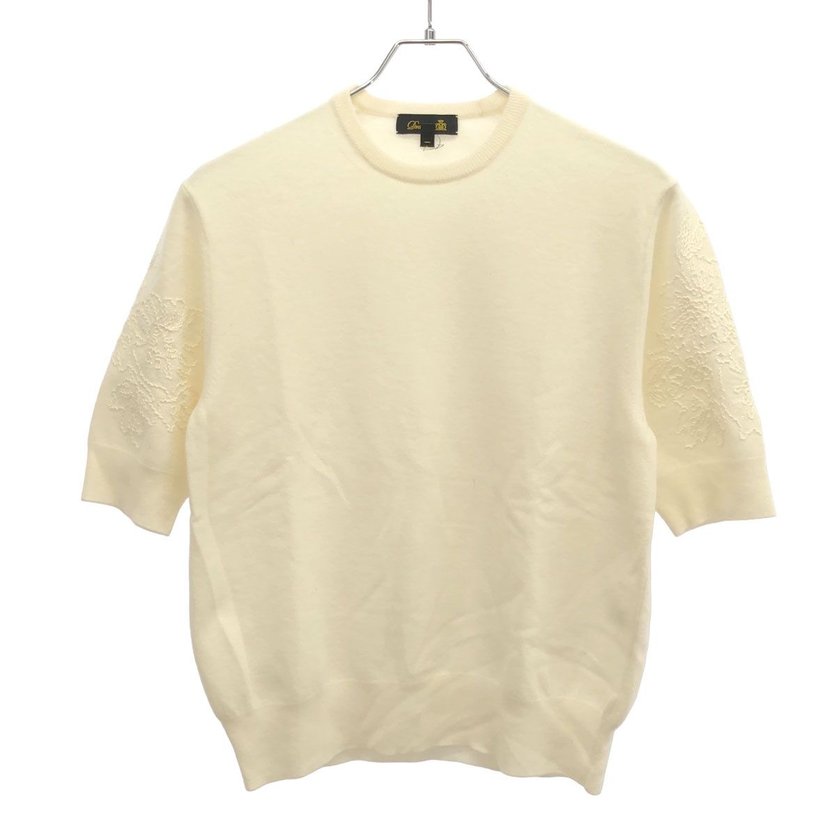 Drawer - 美品☆Drawer　ドゥロワー☆今季１９SS完売　コットン１８Gボーダー☆イエロ Drawer ドゥロワー 19AW 18Gコードエンブロダイリーニット