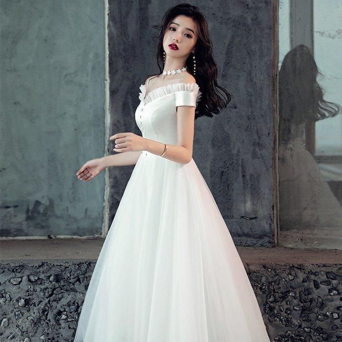 ミニドレス ミモレ丈ドレス ウェディグドレス 二次会 花嫁 パーティドレス 結婚式 白 ワンピース 演奏会 大きいサイズ ドレス おしゃれ 発表会 袖あり 前撮り