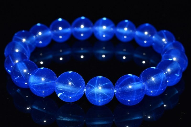 １点物 6条スター スターブルーサファイア 合成コランダム 10mm ブレスレット パワーストーン 天然石 _MB119