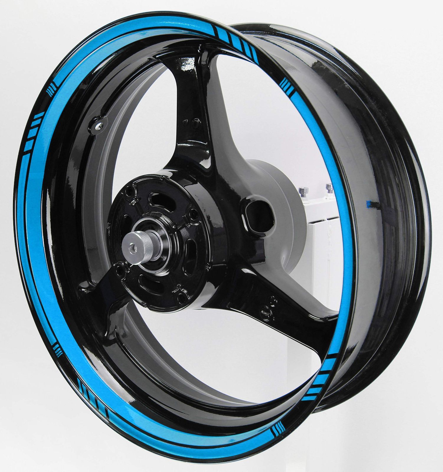 スカイブルー AxxL バイク用 17インチ カスタム 極太 リムステッカー STD1-F (スカイブルー)