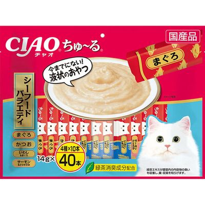 同梱不可 8個セット いなばペットフード CIAO ちゅ～る シーフードバラエティ 14g×40本