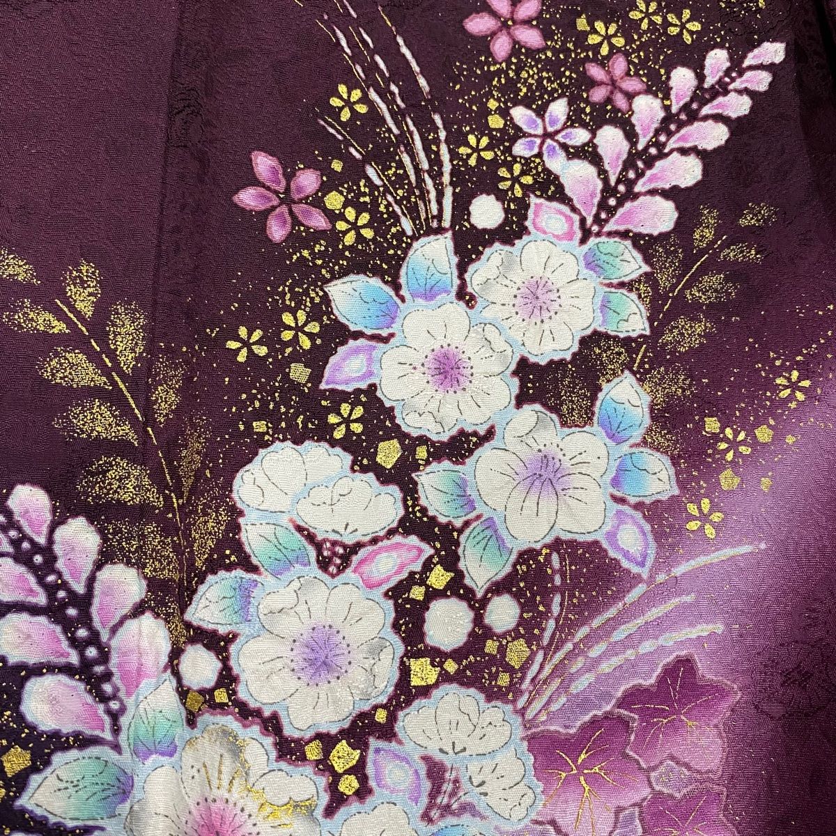 付下げ 身丈159cm 裄丈66cm M 袷 翠山工房 やまと 落款 辻が花 金彩  