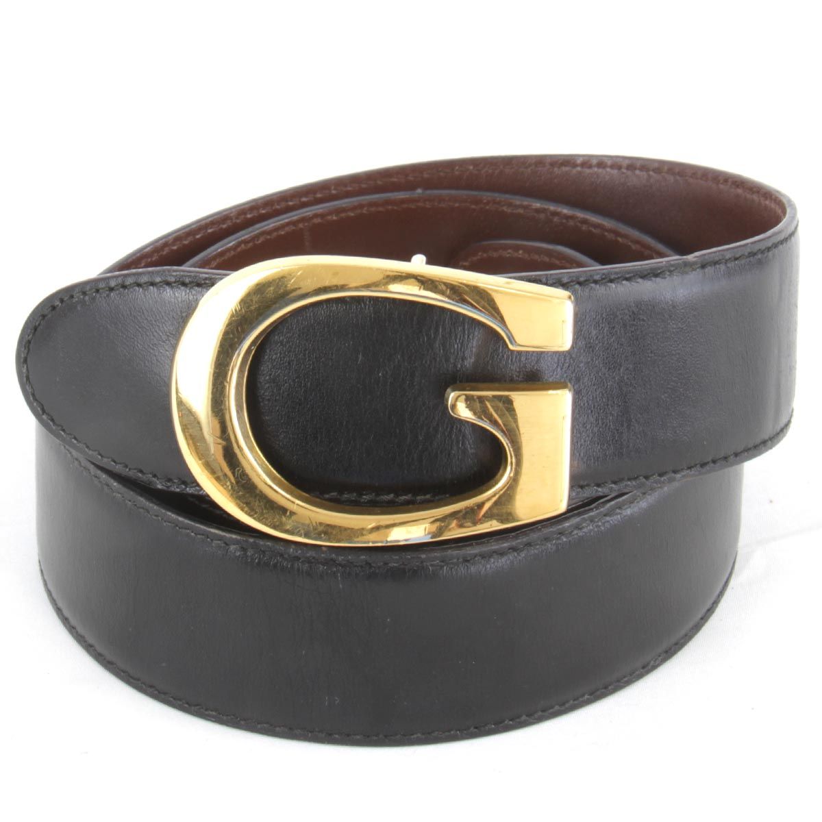 USED』 GUCCI グッチ 65.26 ベルト レザー ブラック-