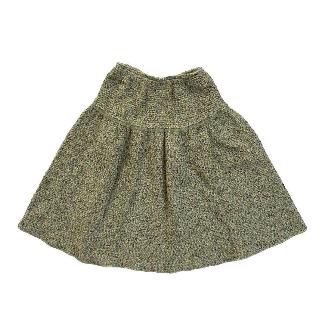 FOXEY フォクシー セットアップ ジャケット スカート 黄緑系 カシミヤ 
