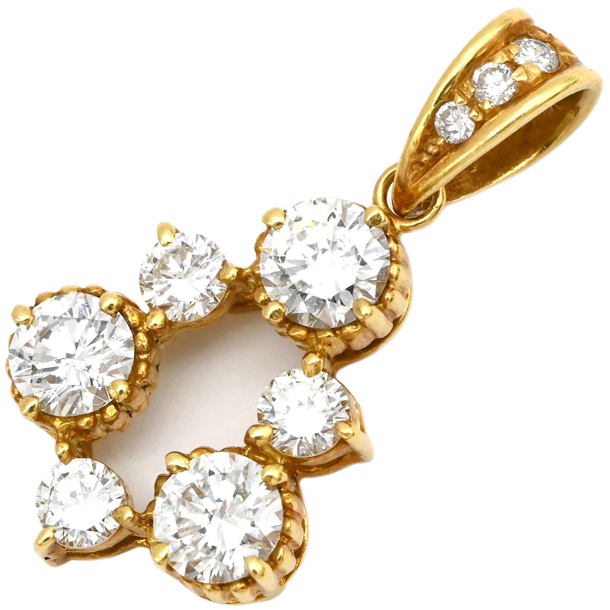 ペンダントトップ ダイヤ K18YG ダイヤモンド イエローゴールド 6P 6石 ネックレストップ