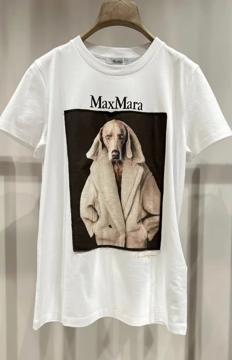 男女兼用 Max Mara マックスマーラ ドッグプリント Tシャツ ホワイト - メルカリ