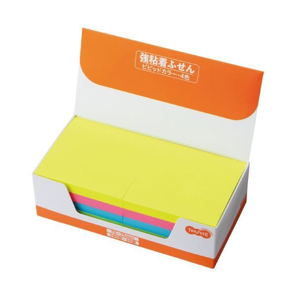 まとめ TANOSEE 強粘着ふせん75×75mm ビビッドカラー 4色 1パック 10冊 ×5セット