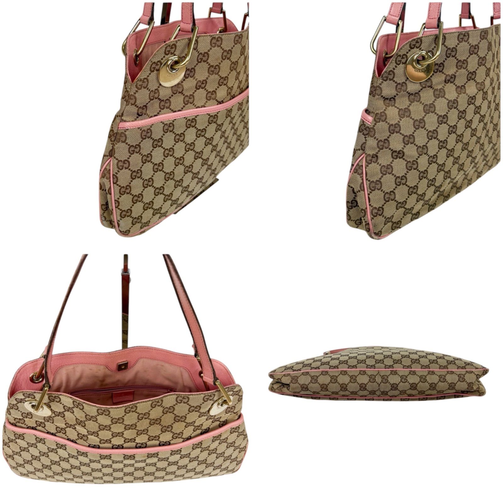 グッチ GUCCI トートバッグ GGキャンバス ピンク ブラウン