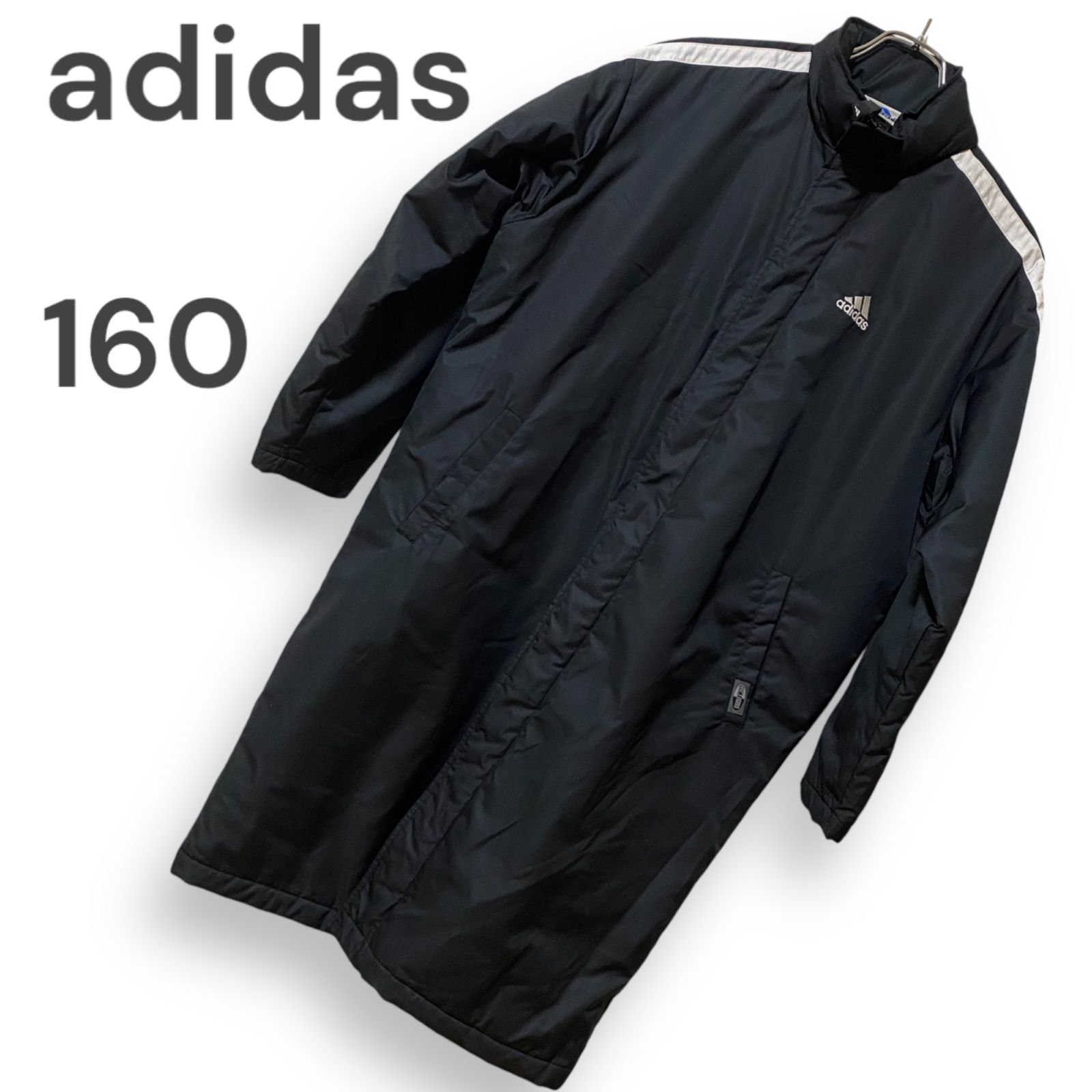 adidas ベンチコート160サイズ adidas ネイビー ベンチコート 3本ライン160 アディダス ベンチコート