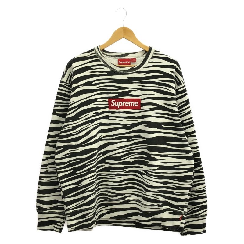 【中古】Supreme Box Logo Crewneck ZEBRA サイズM ホワイト[91]