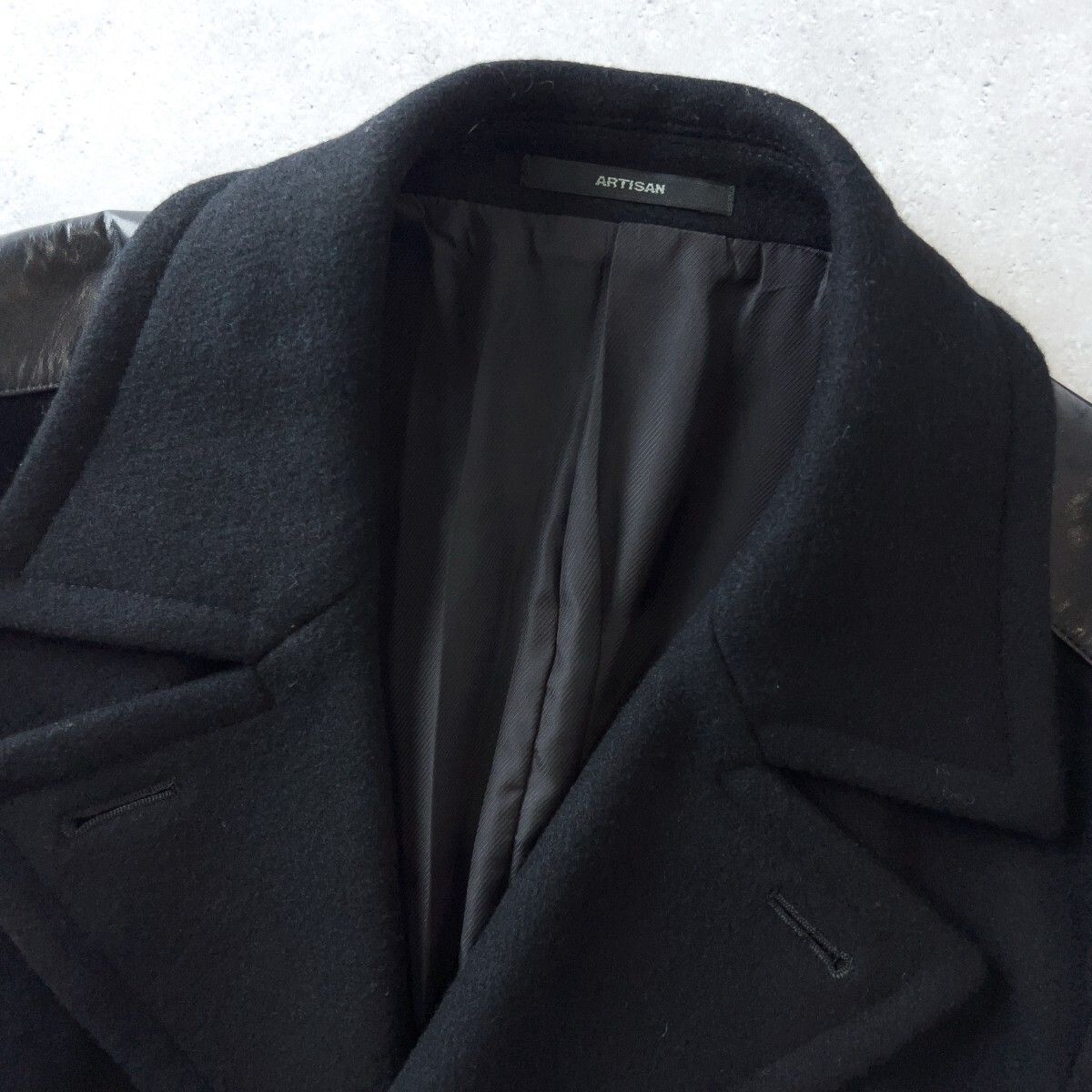 最高峰 ARTISAN アルチザン カシミヤ混 牛革 パイピング メルトン