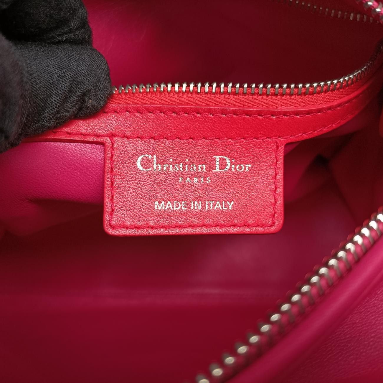 クリスチャンディオールChristian Diorレディディオールオレンジ×ローズレッドラムスキン15-BO-0123