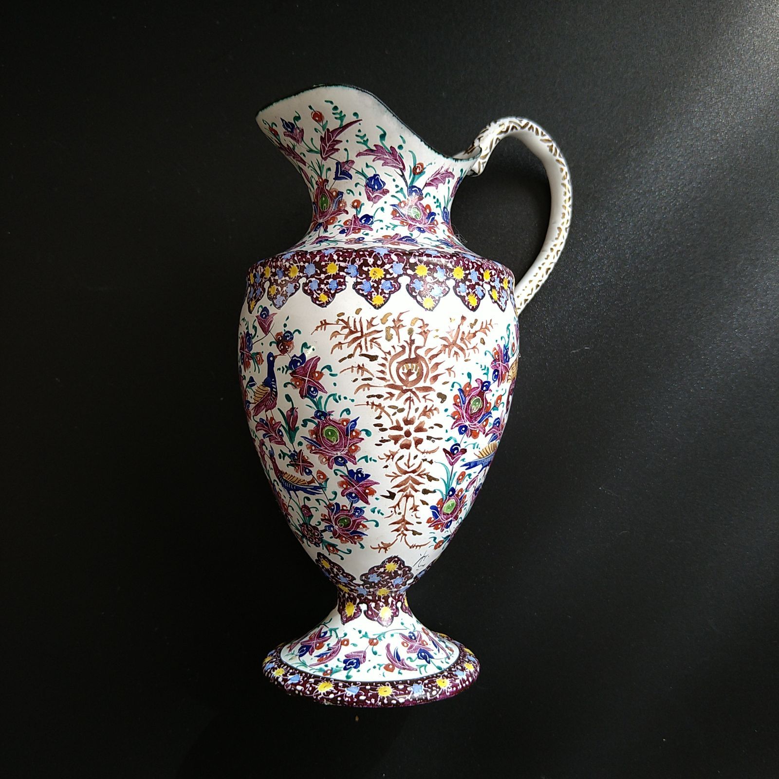 イラン伝統工芸品ミーナカーリー、足付きボウル4個セット 初期化済