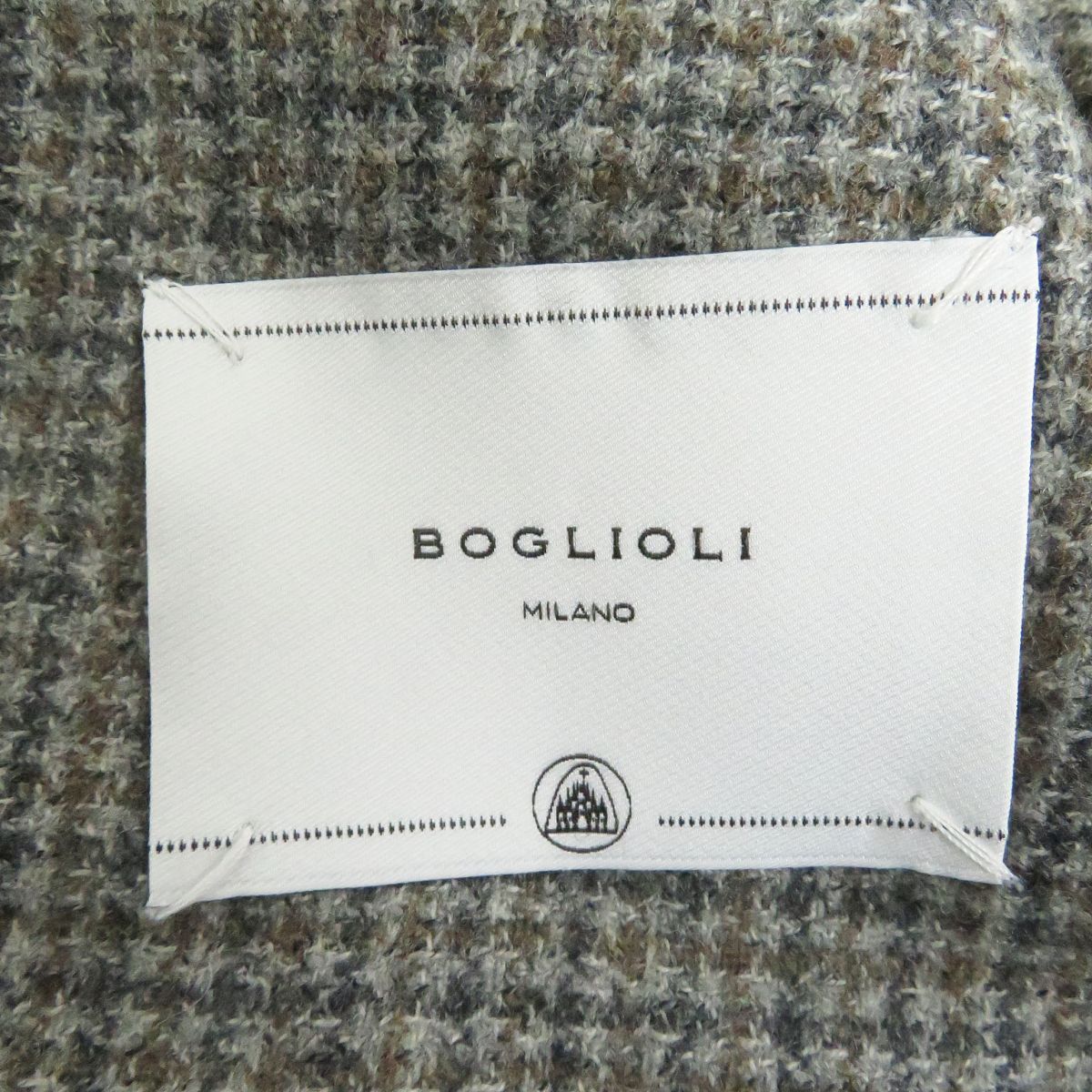 極美品□BOGLIOLI/ボリオリ グレンチェック コットン ウール シングル アンコンジャケット/ブレザー グレー 50 イタリア製 正規品 メンズ