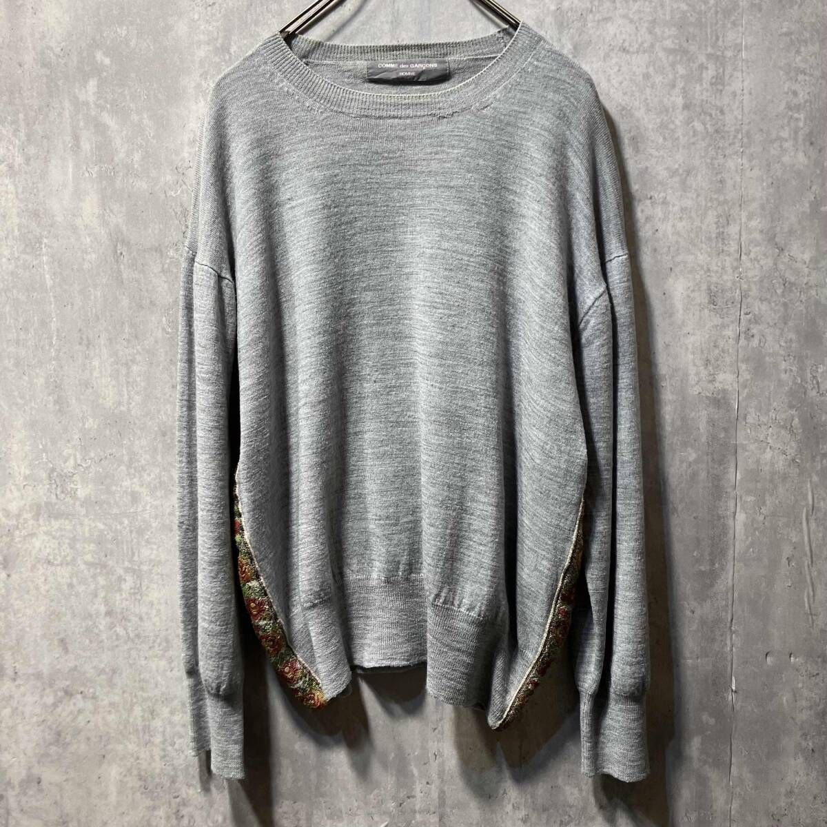 01ss COMME des GARCONS HOMME Side Design Knit Gray サイドデザインニット コムデギャルソン オム