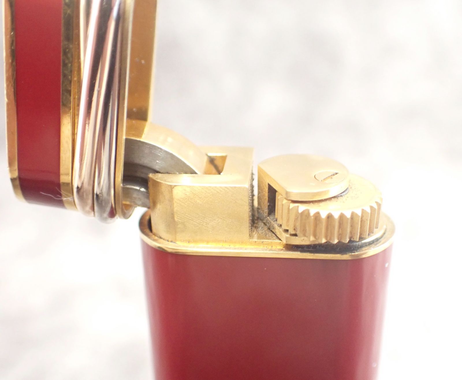 ✨ 【Cartier カルティエ ガスライター】ボルドー×トリニティ✨着火 