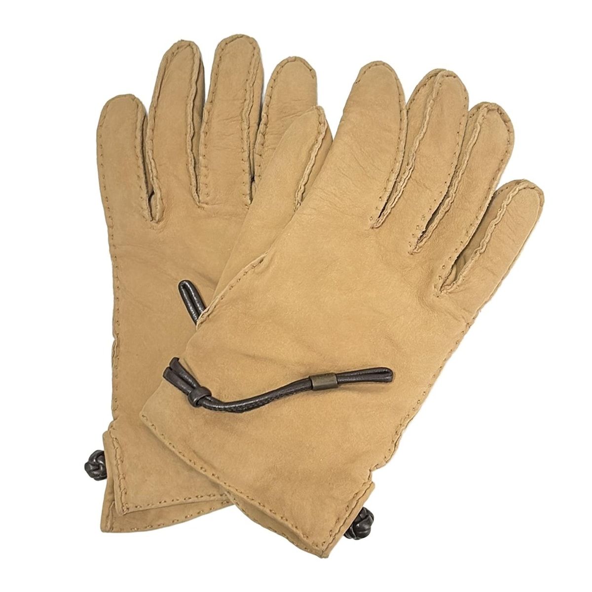 LOEWE ロエベ 手袋 レディース - ライトブラウン×ダークブラウン レザー