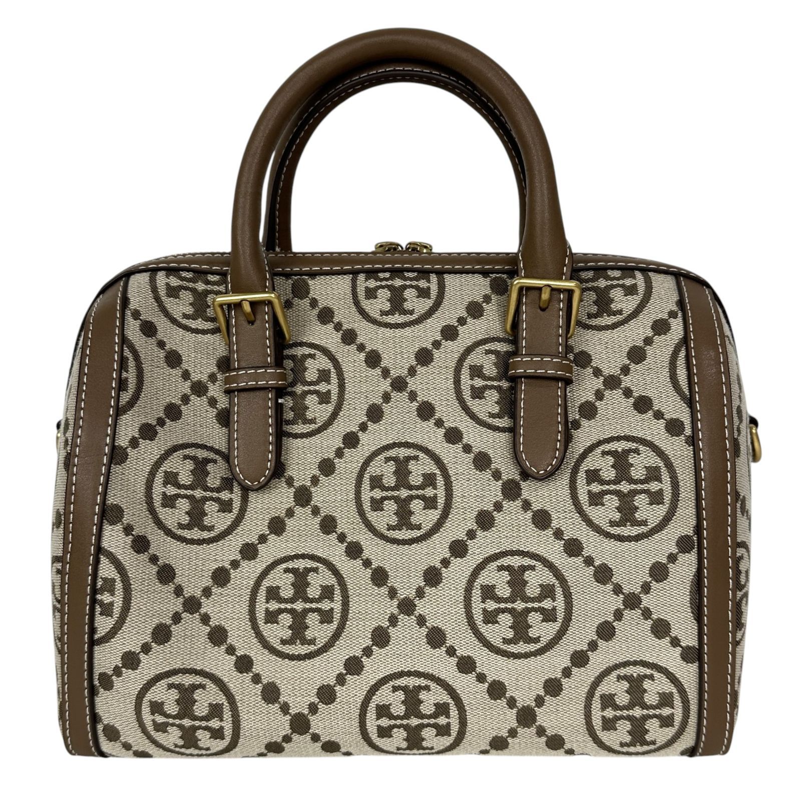 TORY BURCH トリーバーチ ミニバレル 2wayハンドバッグ ショルダーバッグ ブラウン系 Tモノグラム キャンバス レディース -S 9356