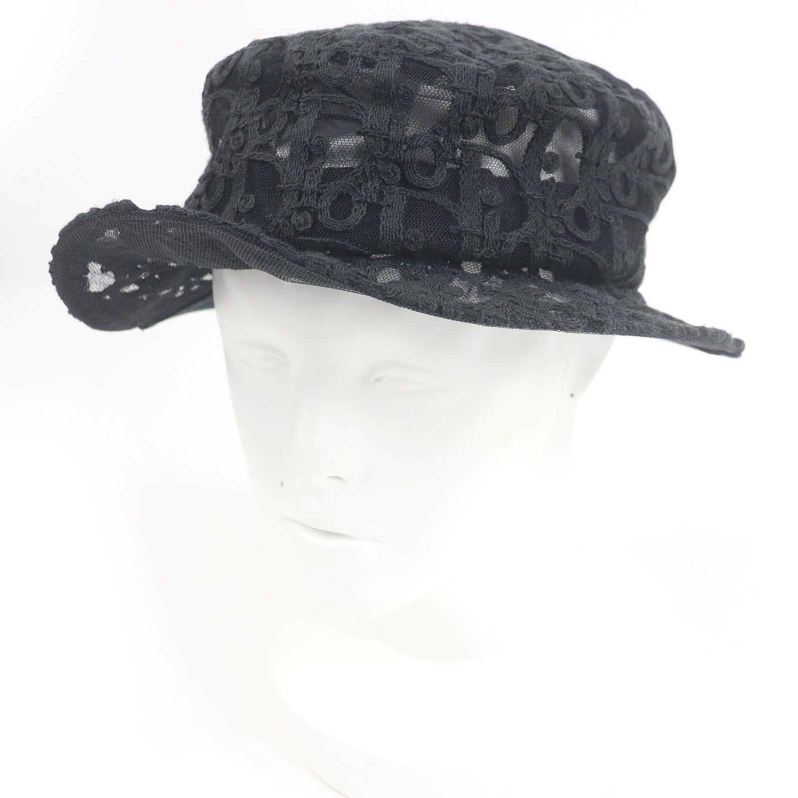 ♥品□DIOR ディオール オム 2025年製 283C904A4451 オブリーク刺繍 メッシュ 切り替えデザイン バケットハット 帽子 ブラック M 正規品 イタリア製 メンズ