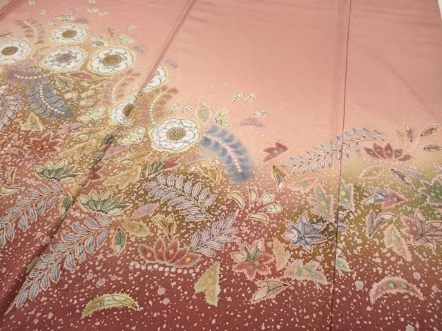 平和屋着物○訪問着 辻が花 絞り 暈し染め 銀通し地 正絹 逸品