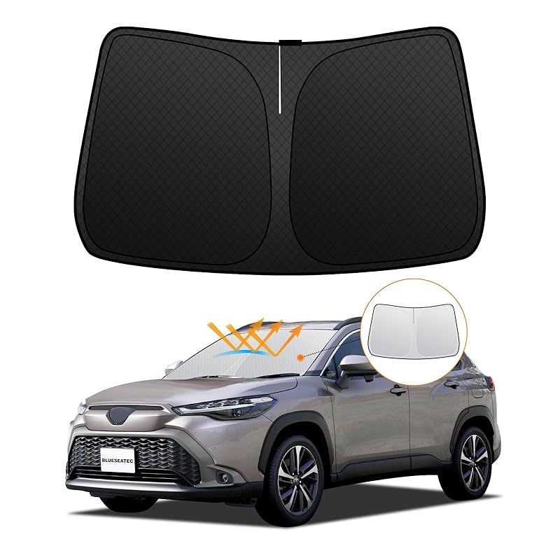 【5層構造】トヨタ カローラ クロス 10系 フロントガラスサンシェード SUV R3.9-現行 UVカット ZSG10/ZVG11/ZVG13/ZVG15ZVG16/MXGA10 吸盤不要 遮光断熱 夏 紫外線 UVカット 簡単着脱 内装パーツ 車種専用 1