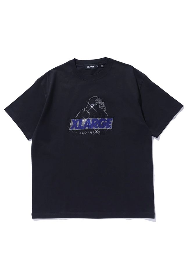 XLARGE エクストララージ 101252011054 RHINE STONE SLANTED OG S|S TEE Tシャツ BLACK 正規通販 メンズ レディース