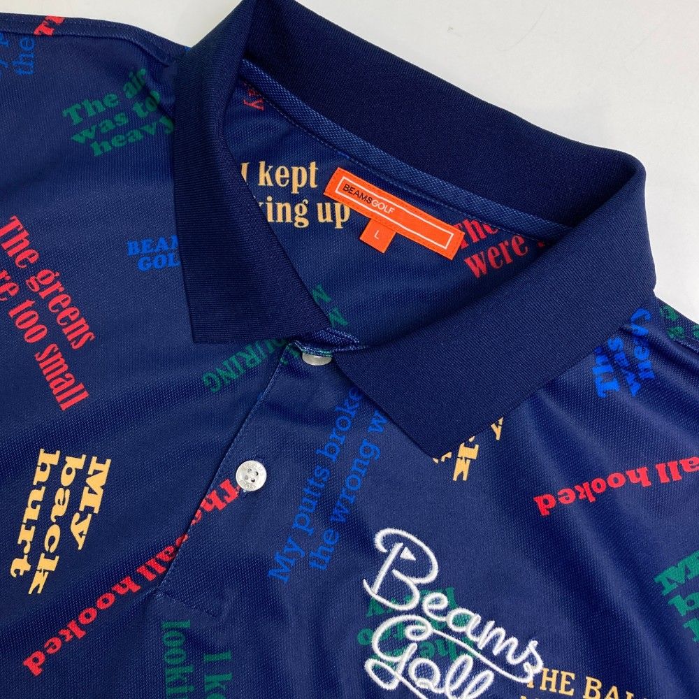 サイズ：L BEAMS GOLF ビームスゴルフ  半袖ポロシャツ  ネイビー系 [240101418179] ゴルフウェア メンズ ストスト BEAMS GOLF ビームスゴルフ 半袖ポロシャツ ネイビー系 M ゴルフ