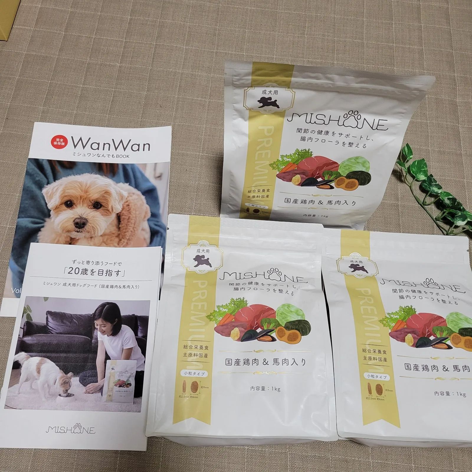 未開封品 MISHONE ミシュワン ドッグフード 1kg × 3袋セット 成犬小型犬用 国産