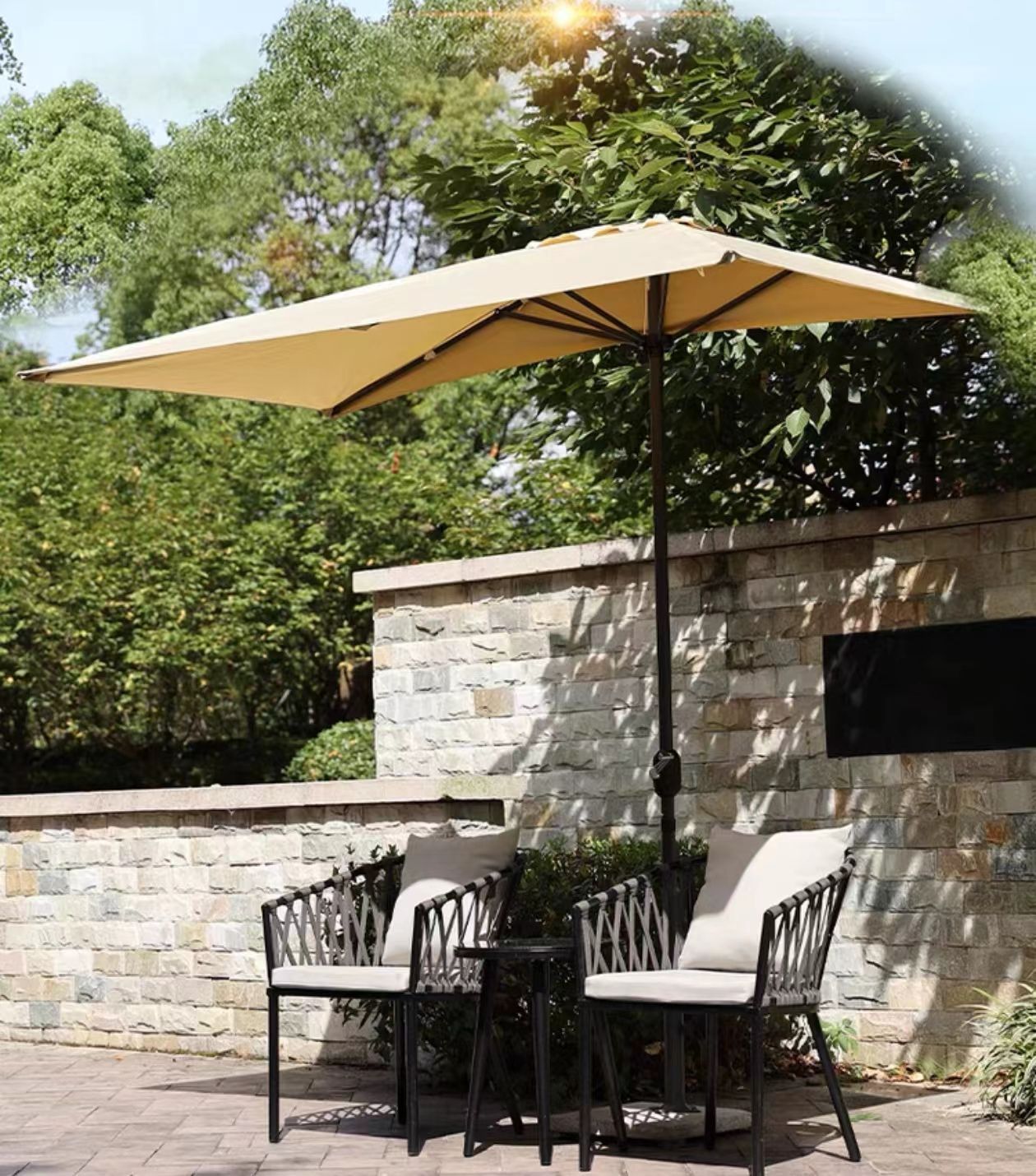 ガーデンパラソル 折りたたみ式 長方形 半円型 250×130cm ベランダ バルコニー 屋外用 日除け サンシェード