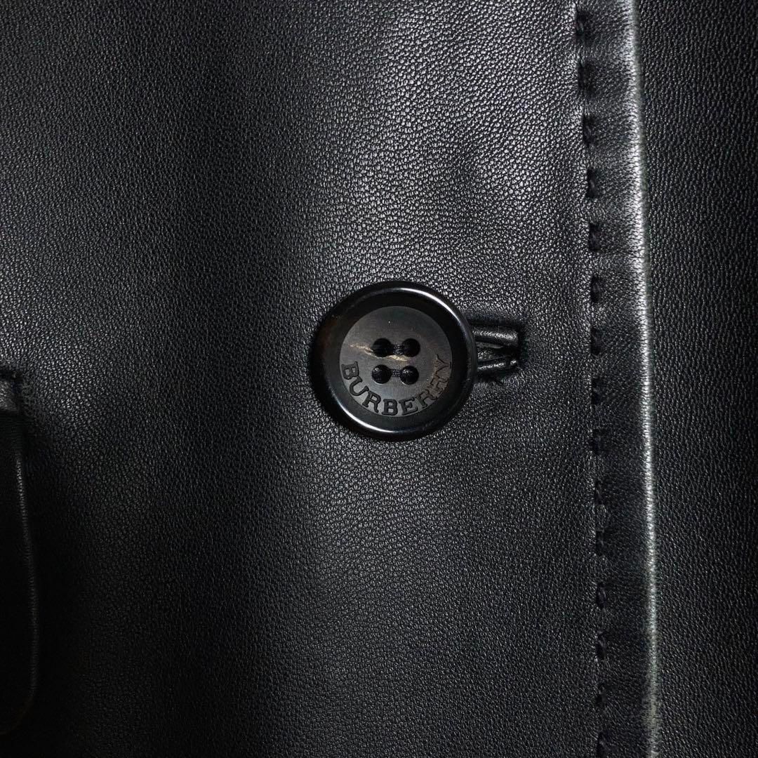 バーバリーロンドン　レザージャケット　ノバチェック　大きいサイズ　ラムレザー　黒 BURBERRY LONDON レザージャケット ラムレザー ノバチェック 黒