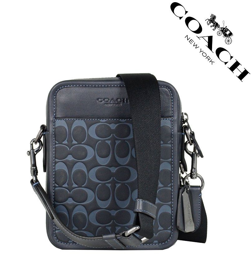 【セール中】COACH コーチバッグ CJ670 ミッドナイトネイビー×デニム ショルダーバッグ スムースカーフレザー シグネチャー 型押し サリバン クロスボディー 斜めがけ アウトレット品 新品未使用