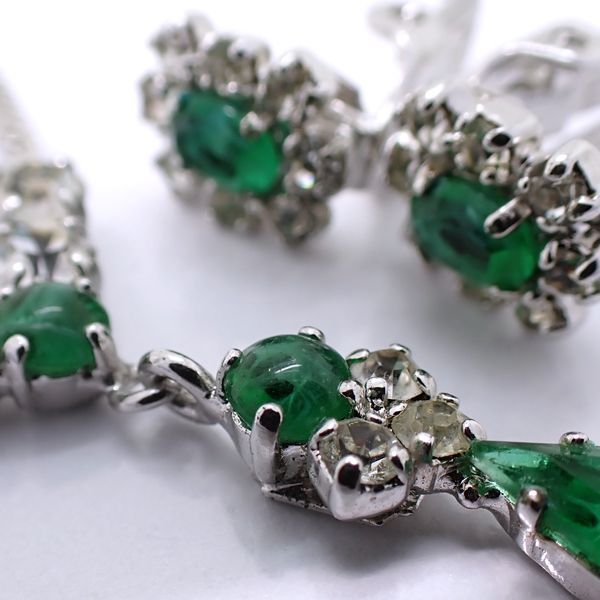 Christian Dior BIJOUX ネックレス / イヤリング シルバーカラー 緑石 
