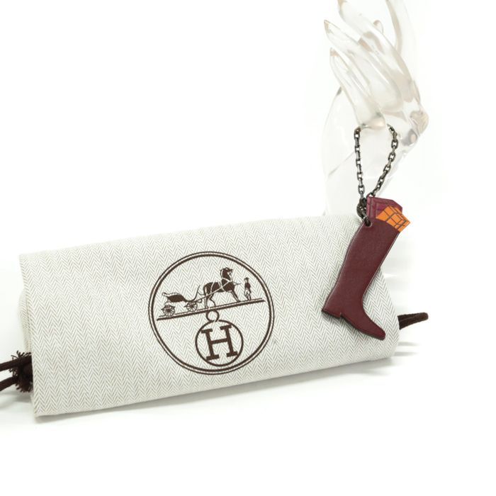 エルメス HERMES ブーツチャーム バッグチャーム レザー SV金具