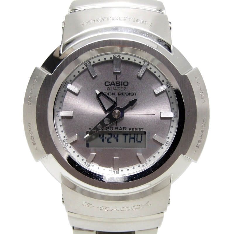 CASIO G-SHOCK Gショック AWM-500D-1A8JF フルメタル 本体のみ アナデジ 電波ソーラー FULL METAL SS シルバー 28009861