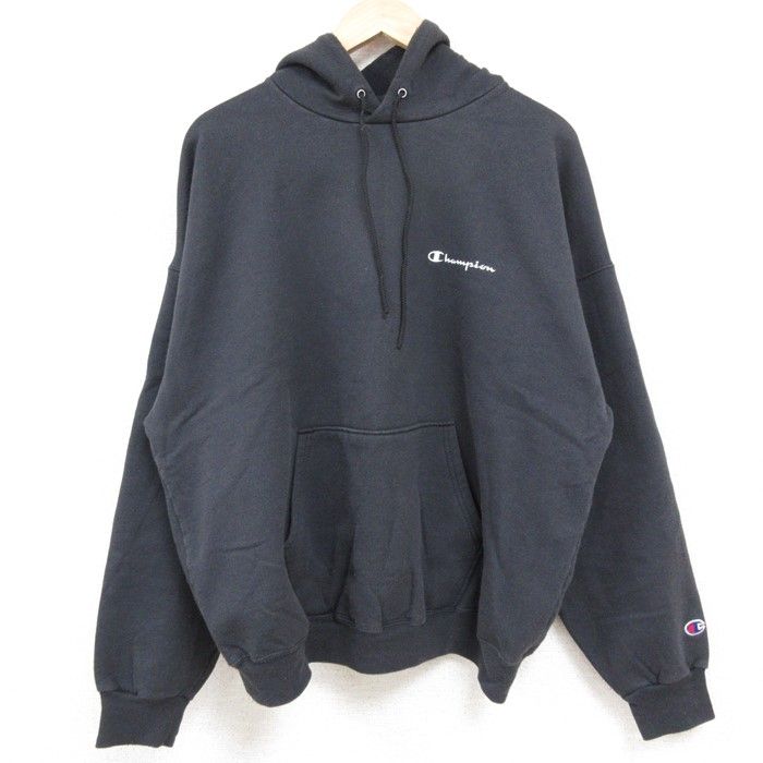 XL/古着 チャンピオン Champion 長袖 スウェット パーカー メンズ 00s ワンポイントロゴ 大きいサイズ 黒 ブラック 24aug28 中古 スエット 