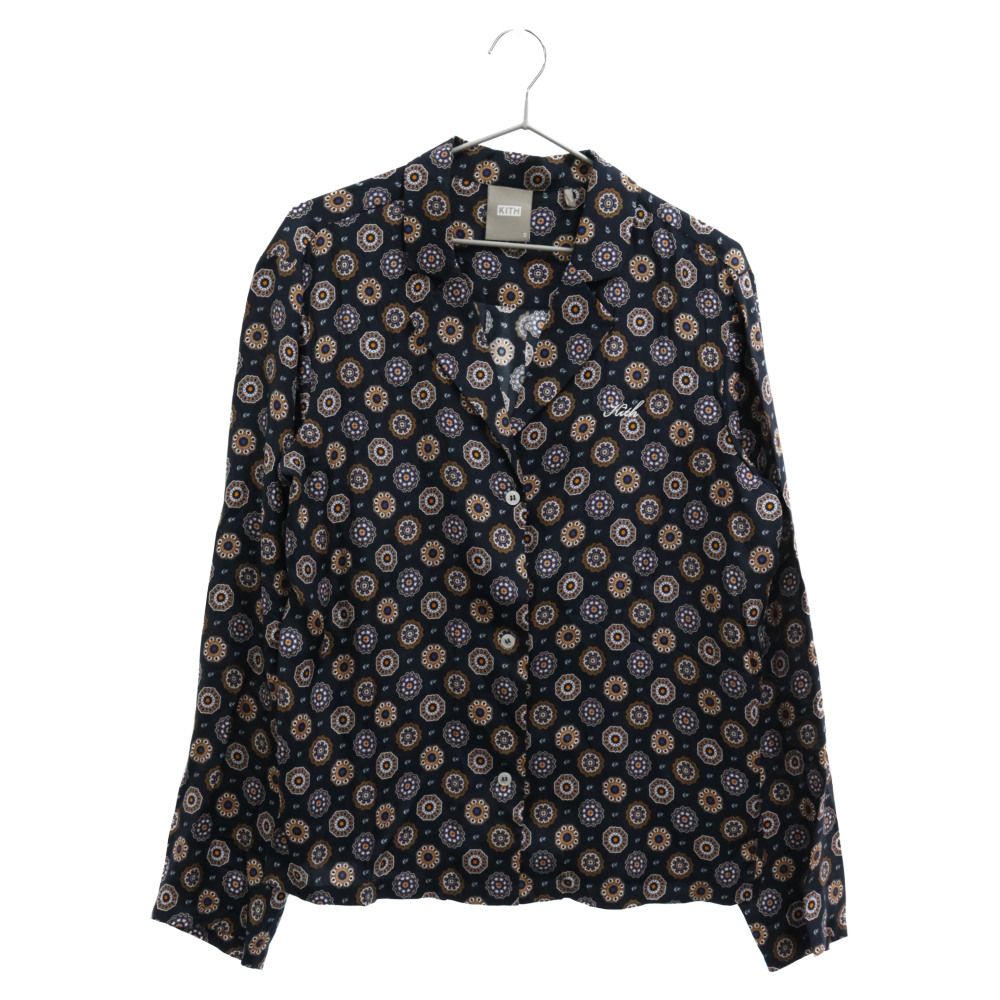 KITH (キス) 22SS Women Amalia Silk Blouse アマリア シルク ブラウス ネイビー KHW030126