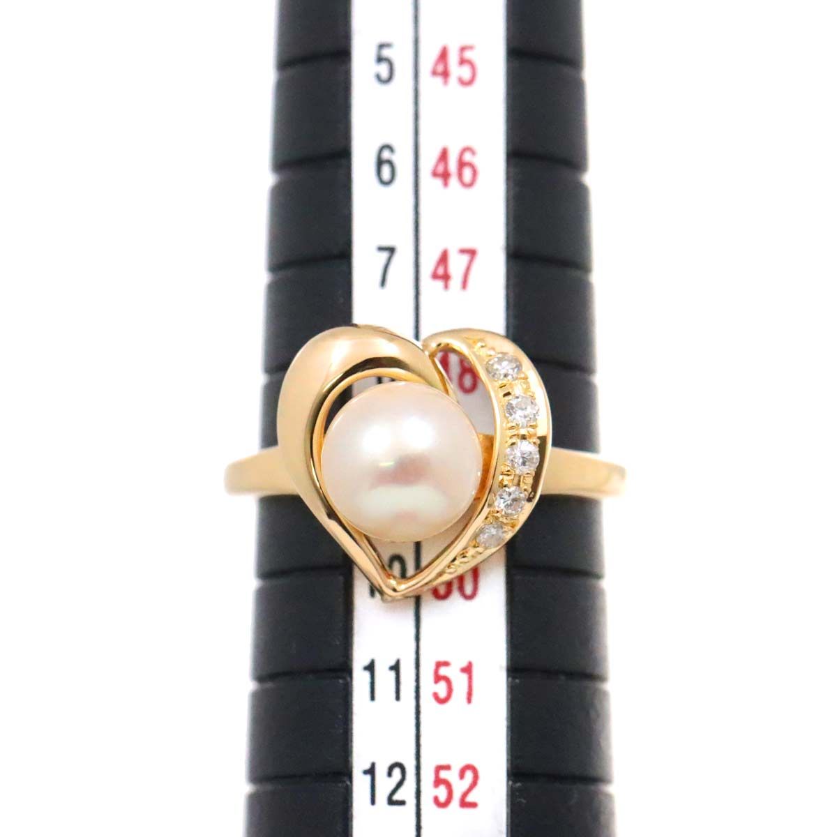 【18K】パールリング 9号 タサキ パール デザインリング 9号 K18