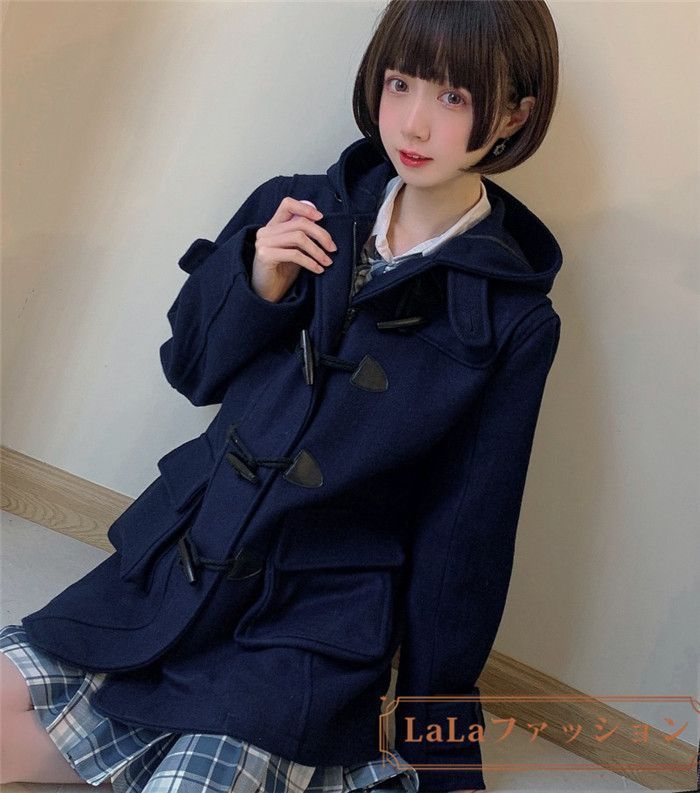 【バーバリーブルーレーベル】ダッフルコート ノバチェックロゴ型押しボタン グレー バーバリーブルーレーベル】ダッフルコート ノバチェックロゴ型