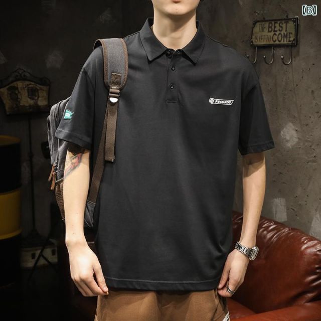 [3XL【90-100kg】]メンズ 男性用 ファッション オシャレ シンプル 大人 かっこいい ストリート ヒップホップ HipHop ホワイト ポロシャツ 半袖 T シャツ 夏 アメリカン ヘビーウェイト コットン ゆ