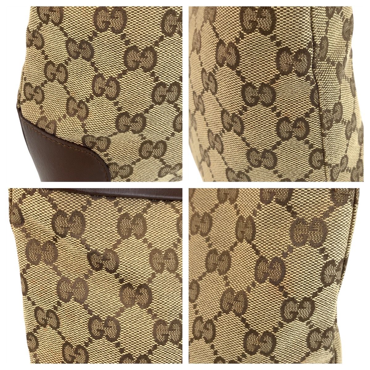 美品 GUCCI グッチ ベージュ ブラウン ゴールド金具 GGキャンバス  