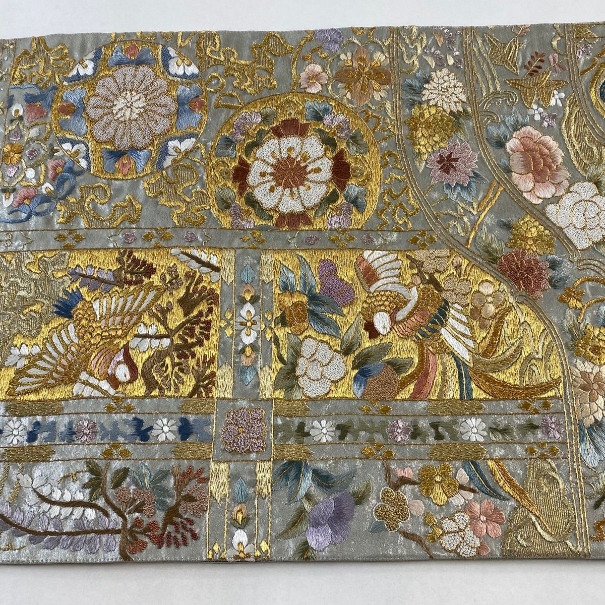 平和屋本店□極上 西陣 長嶋成織物 ながしま帯 太鼓柄袋帯 中国三大