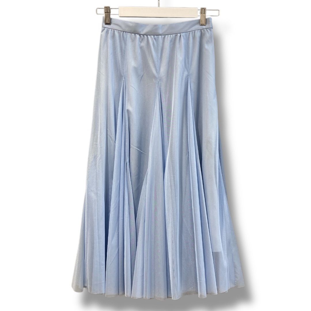 ANAYI アナイ シャイニーチュールマチフ スカート サイズ36 水色 定価 ¥39600円 NO 102517-11-270-61-360 ロング マキシ タック Aライン シースルー レディース 春 ゴーゴー古着マルイ草加店2175