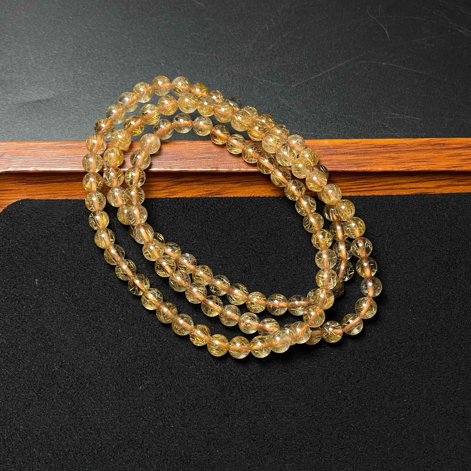 EU製 銅髪ルチルクォーツ 3本巻きブレスレット パワーストーン 天然石 金運 お守り プレゼント2 5.6-5.8mm ZB9217