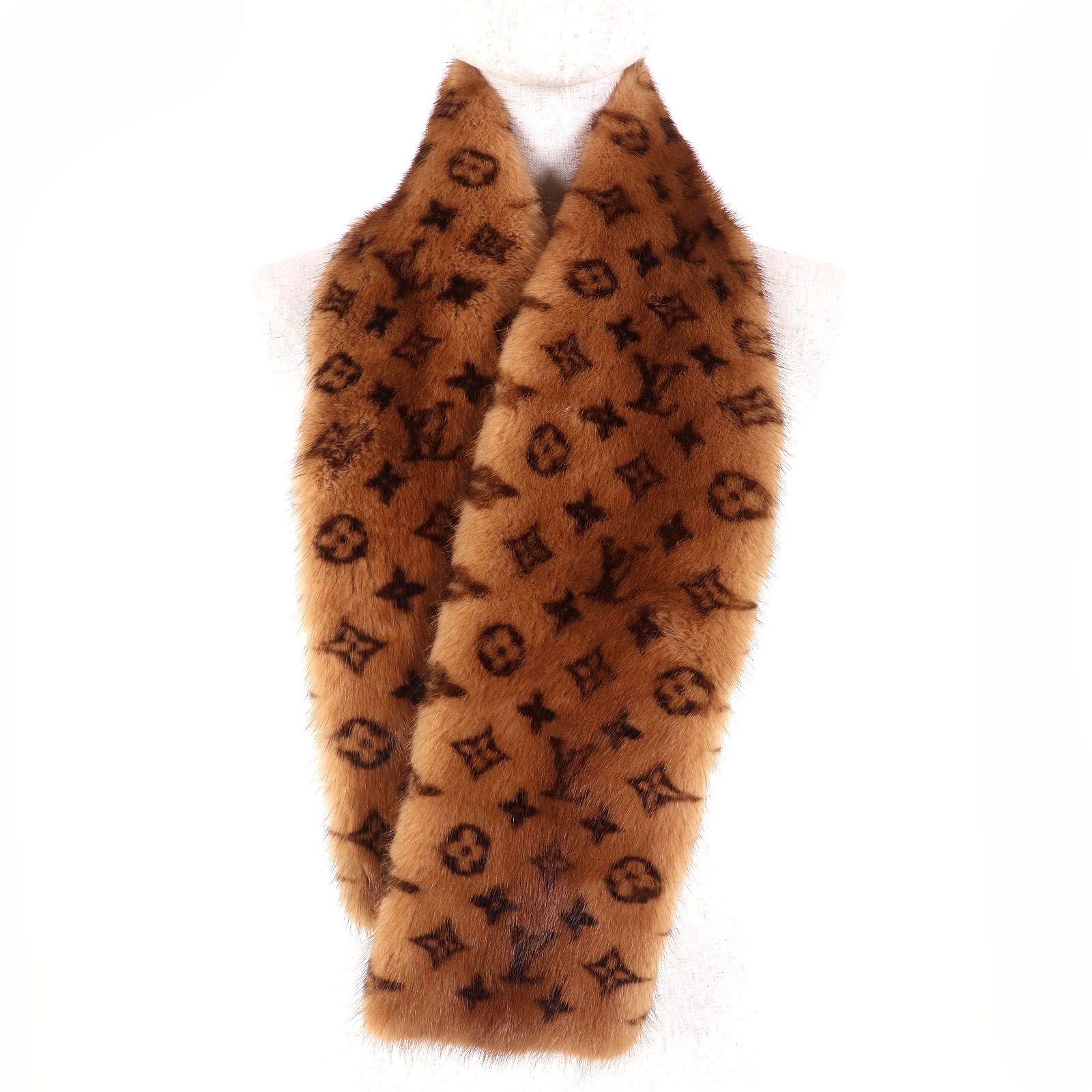 ルイヴィトン エシャルプロゴマニア マフラー オレンジ ウール シルク