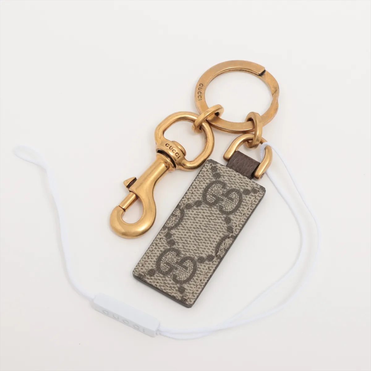 極美品★グッチ　GUCCI キーリング　ブラウン　レザー　ゴールド 新品同様 グッチ オフィディア 794061 キーリング チャーム