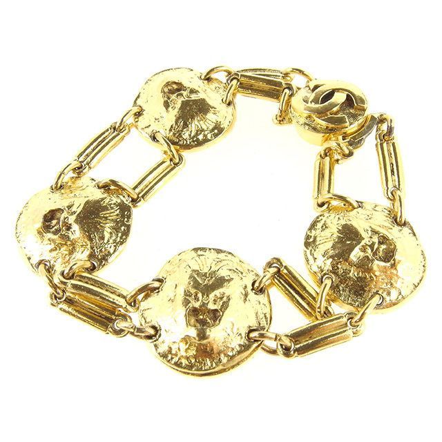 希少　CHANEL シャネル　ライオン　ヴィンテージ　ブレスレット シャネル ブレスレット アクセサリー ライオン×ココマーク ゴールド